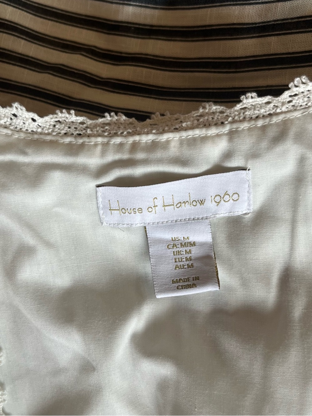 NWT House of Harlow 1960 Striped Vest Top Shorts Set lace trim size M Medium - Picture 2 of 3